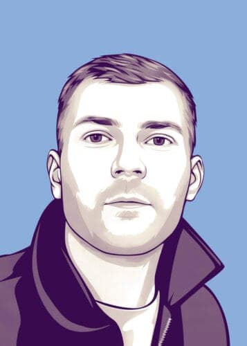 Модернізований малюнок чоловіка з лысиною, що підкреслює боротьбу з випадінням волосся.