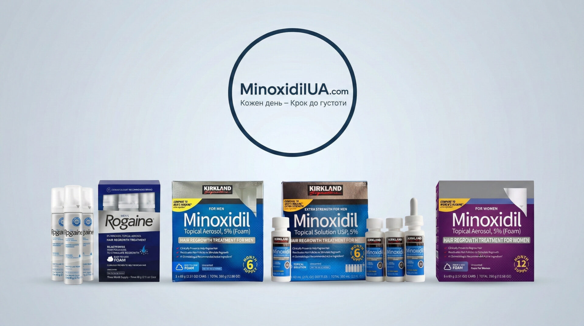 Який міноксидил кращий Kirkland, Rogaine, Foligain або Який міноксидил обрати: піна чи лосьйон? від MinoxidilUA.com