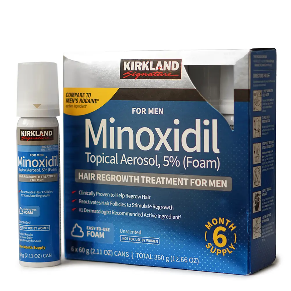 Міноксидил 5% піна Kirkland Signature для росту волосся та бороди, упаковка на 1 місяців (1 флаконів)