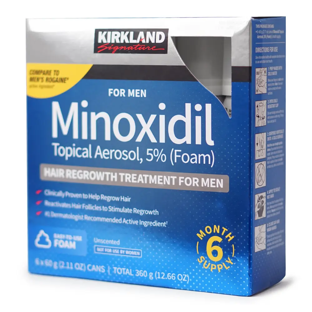 Піна Minoxidil Kirkland 5% для росту волосся у чоловіків, упаковка 60 г, ефективний засіб, фото товару