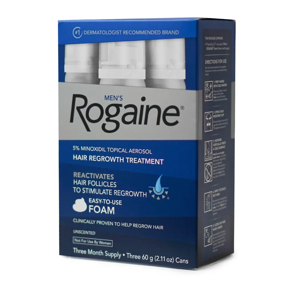 Rogaine піна 5% міноксидил для чоловіків — курс на 3 місяці проти випадіння волосся