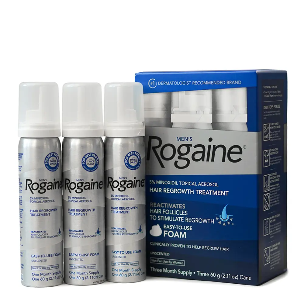 Піна для росту волосся Men's Rogaine 5% Minoxidil (міноксидил) — набір 3 флакони на 3 місяці.
